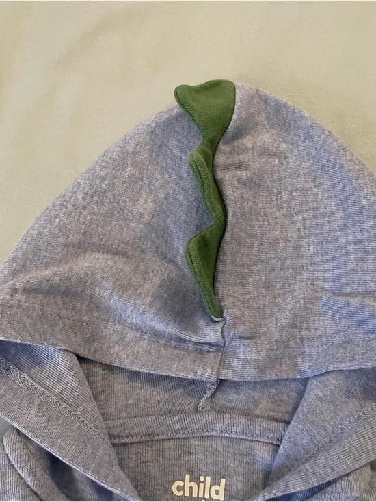 Carter's Gray Zip Jacket w/Stegosaurus Dinosaur Accents on Hood and Embroidered - Picture 3 of 4